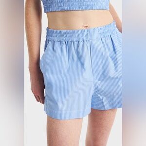 Abercrombie Blue Pinstripe boxer Shorts Elastic Waist Relaxed Fit Summer Casual
